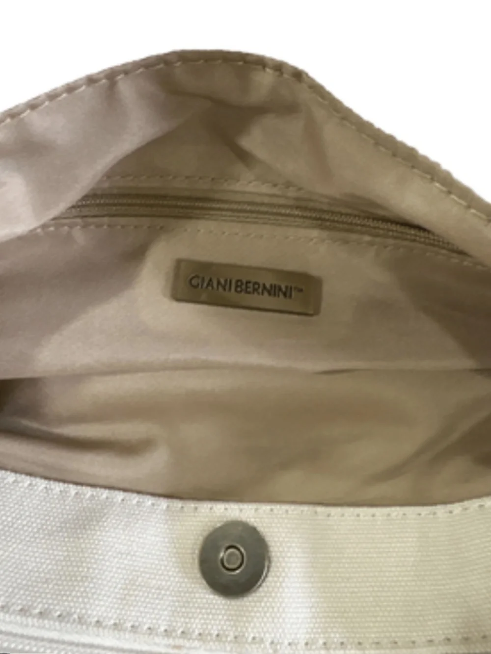 Giani Bernini Chic Classy Shoulder Bag- Neutral, Cream/Off-White/Brown Trim - Picture 5 of 8